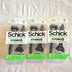 Schick Hydro 5 Sensitive 3 packs 9 Razors total New sealed packages